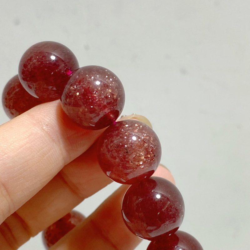 High Grade 15mm Spark Strawberry Quartz Bracelet -Wholesale Crystals
