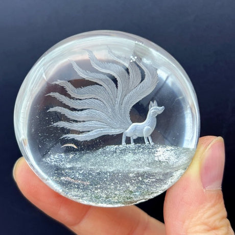 High Grade Super Clear Nine-tailed Fox Garden Quartz Inner Scene Carving(HGUD04) -Wholesale Crystals