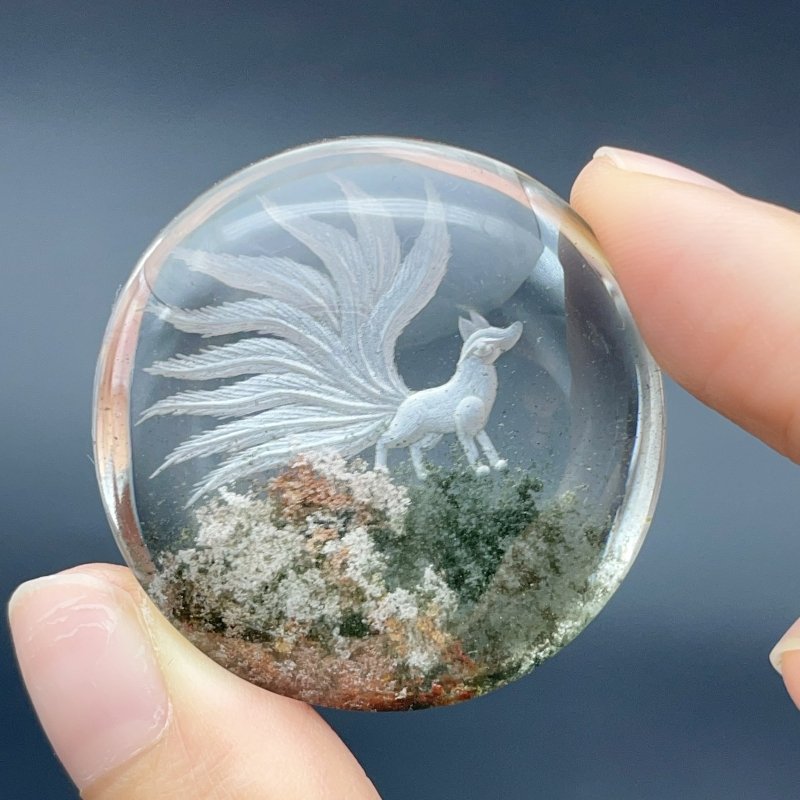 High Grade Super Clear Nine-tailed Fox Garden Quartz Inner Scene Carving(HGUD05) -Wholesale Crystals