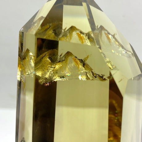 High Quality Clear Citrine Mountain Tower Raw Bottom With Stand - Wholesale Crystals
