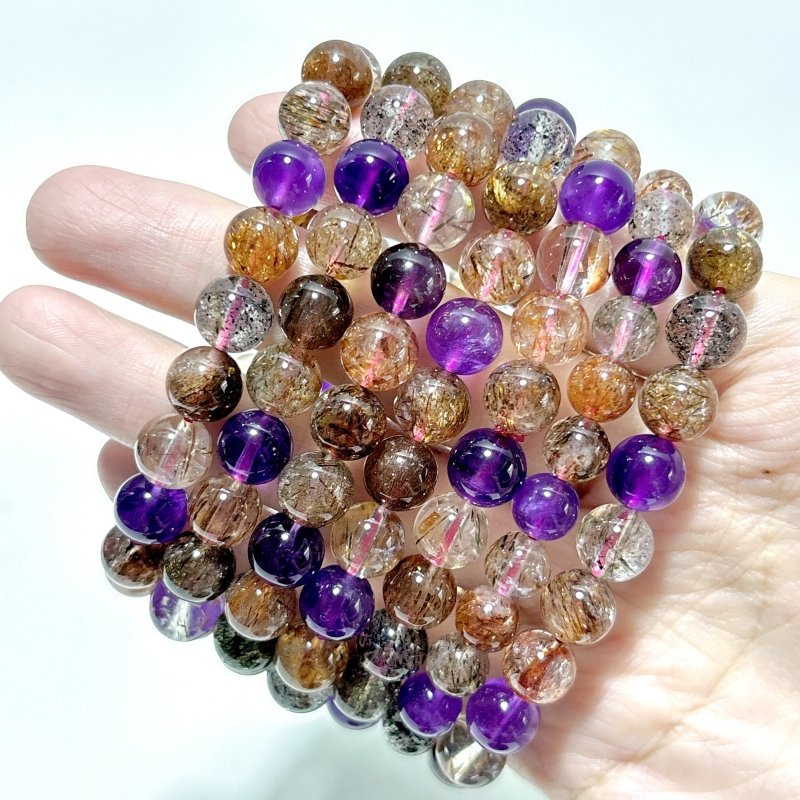 High Quality Rutile Mixed Amethyst Mixed Black Mica Bracelet Wholesale - Wholesale Crystals