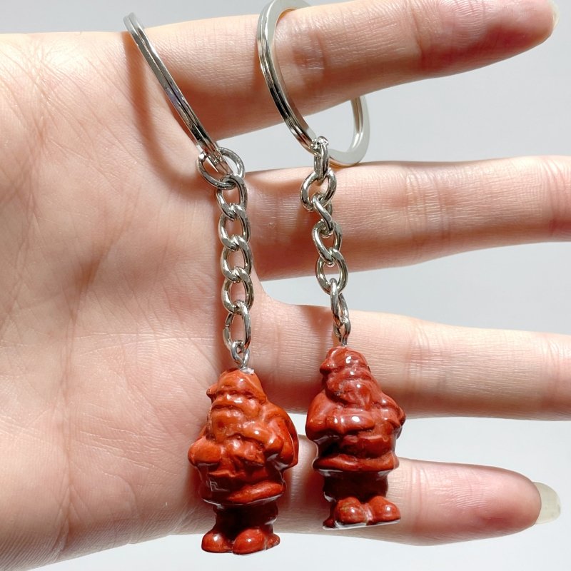 Howlite Red Jasper Santa Claus Christmas Carving Keychain Wholesale - Wholesale Crystals