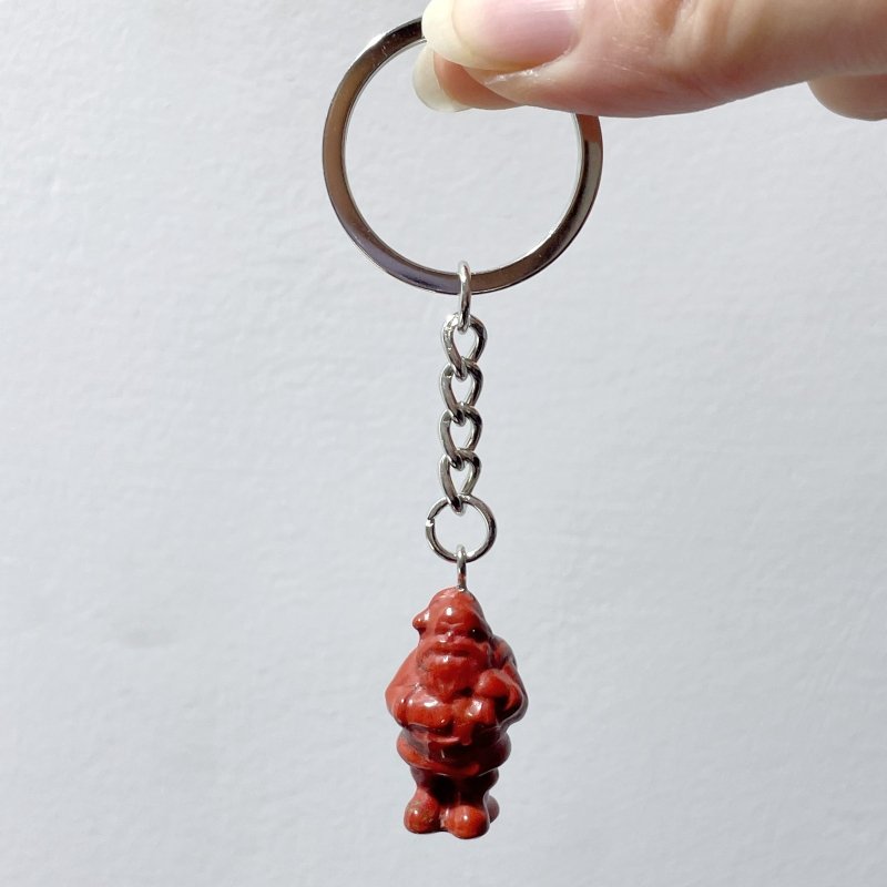 Howlite Red Jasper Santa Claus Christmas Carving Keychain Wholesale - Wholesale Crystals