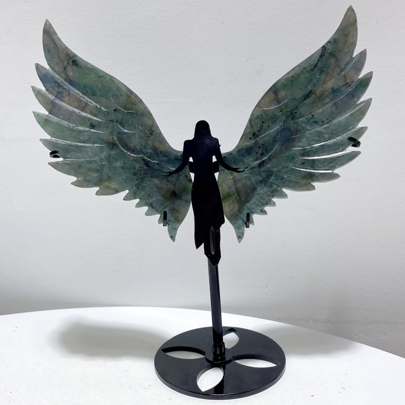 Labradorite Angel Wing Carving With Stand - Wholesale Crystals