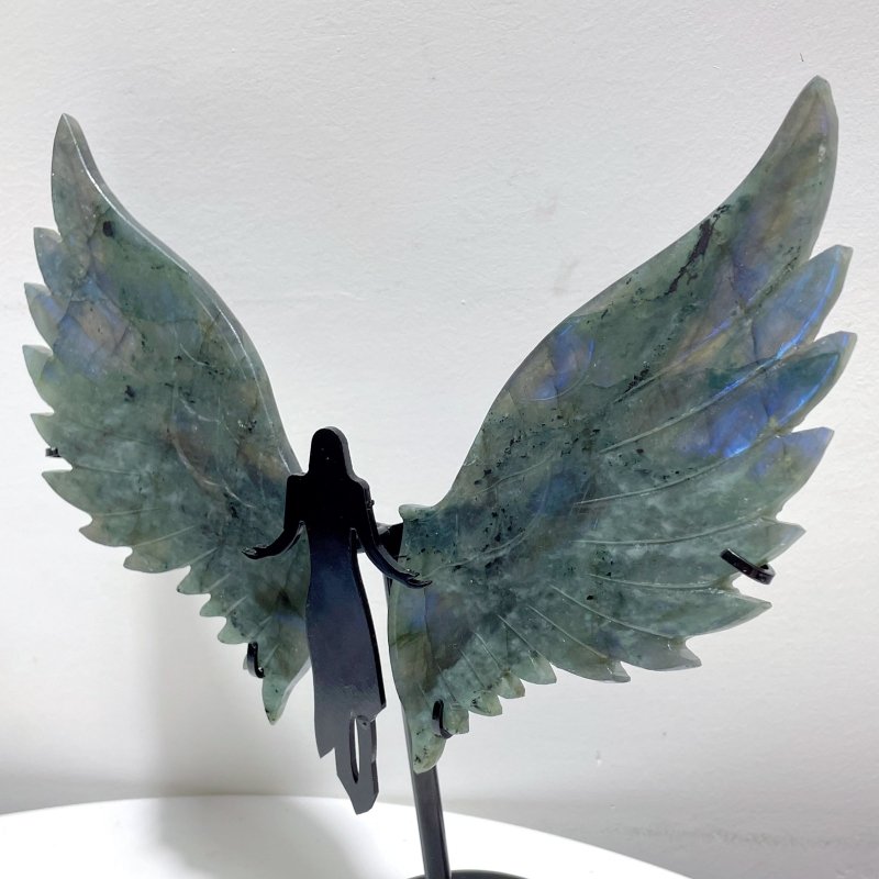 Labradorite Angel Wing Carving With Stand - Wholesale Crystals