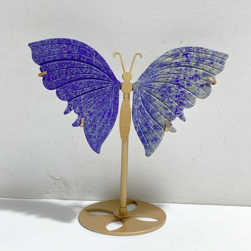 Lapis Lazuli Butterfly Wing Carving With Stand -Wholesale Crystals