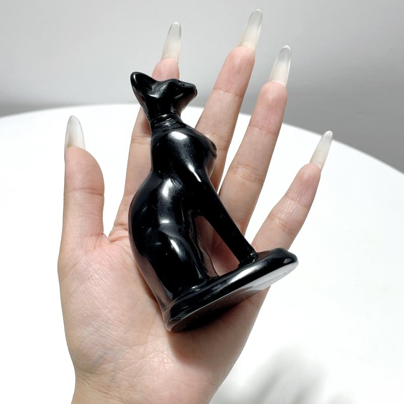 Large 4inch Black Obsidian Sphynx Cat Carving Wholesale - Wholesale Crystals