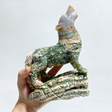 Large 8th Vein Ocean Jasper Wolf Carving - Wholesale Crystals