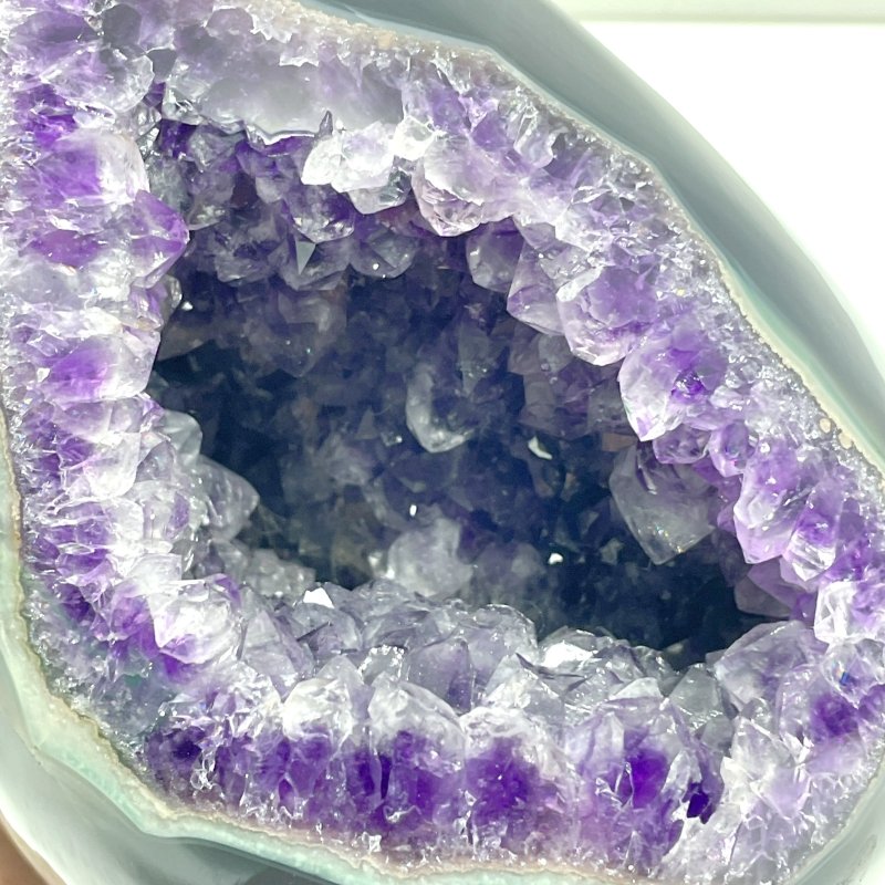 Large Amethyst Mixed Agate Dinosaur Egg Shape Home Decor With Stand - Wholesale Crystals
