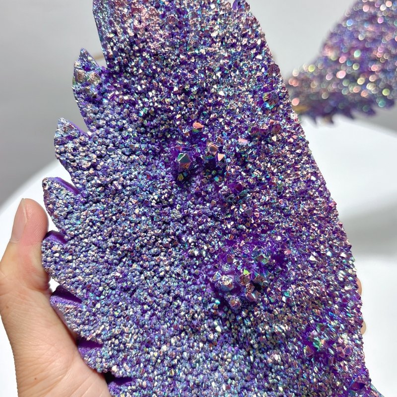 Large Aura Quartz Cluster Angel Wing Carving With Stand - Wholesale Crystals