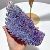 Large Aura Quartz Cluster Angel Wing Carving With Stand - Wholesale Crystals