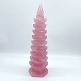 Large Beautiful Rose Quartz Wenchang Tower 9-level Pagoda -Wholesale Crystals