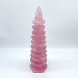 Large Beautiful Rose Quartz Wenchang Tower 9-level Pagoda -Wholesale Crystals