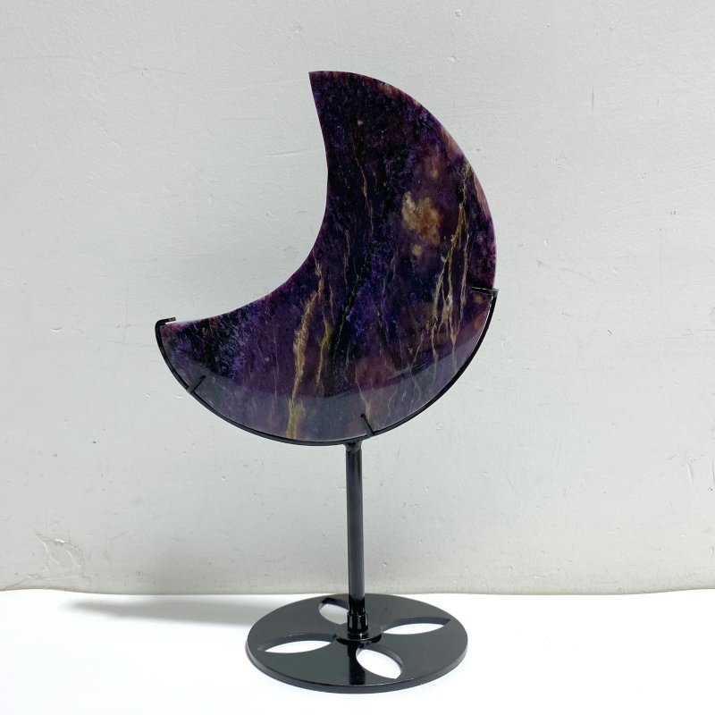 Large Charoite Moon Carving With Stand -Wholesale Crystals