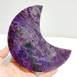 Large Charoite Moon Carving With Stand -Wholesale Crystals