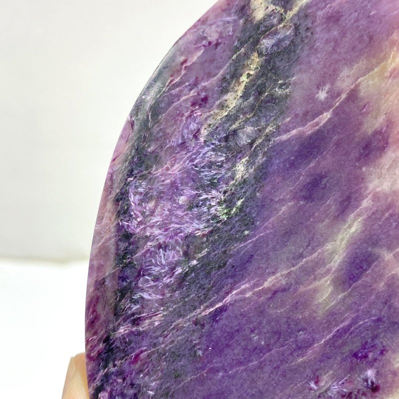 Large Charoite Moon Carving With Stand 6 -Wholesale Crystals