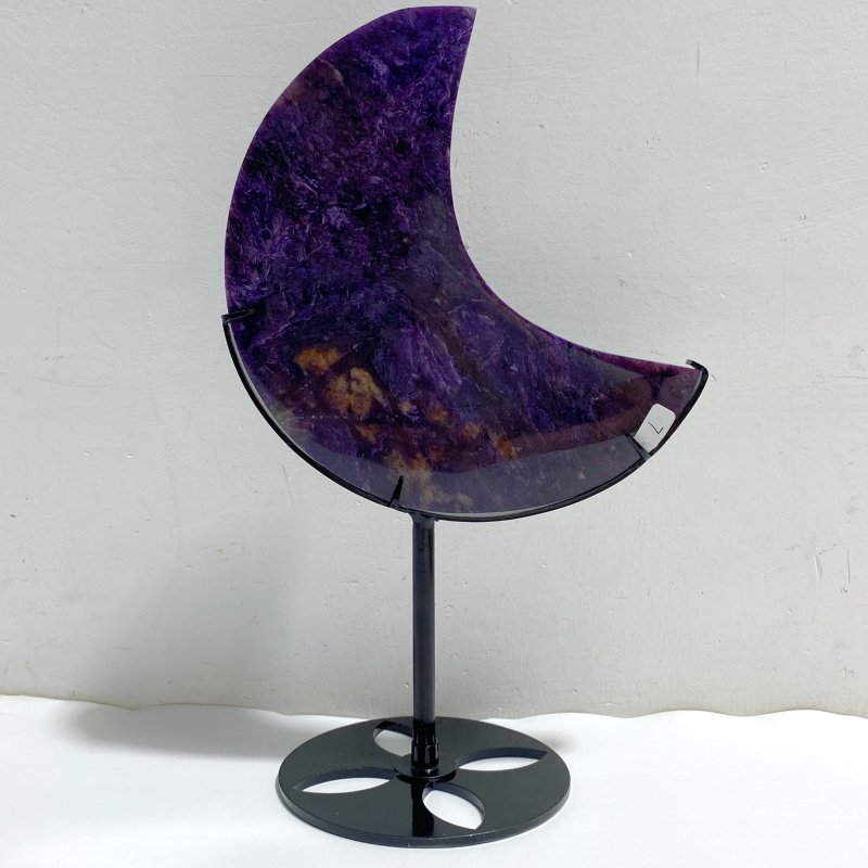 Large Charoite Moon Carving With Stand 7 -Wholesale Crystals