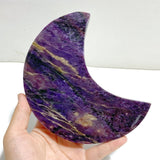 Large Charoite Moon Carving With Stand -Wholesale Crystals