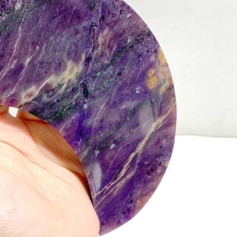 Large Charoite Moon Carving With Stand -Wholesale Crystals
