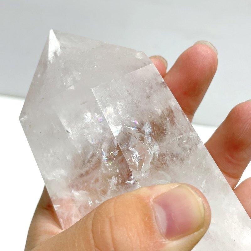 Large Clear Quartz Tower Point With Stand With Rainbow - Wholesale Crystals