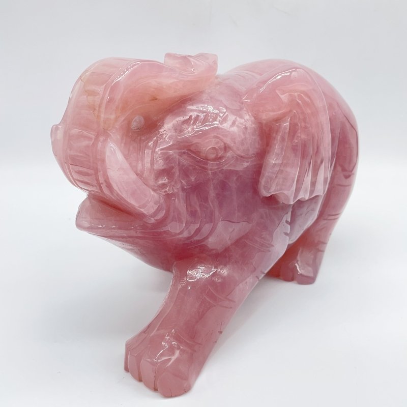 Large Deep Pink Madagascar Rose Quartz Elephant Carving - Wholesale Crystals