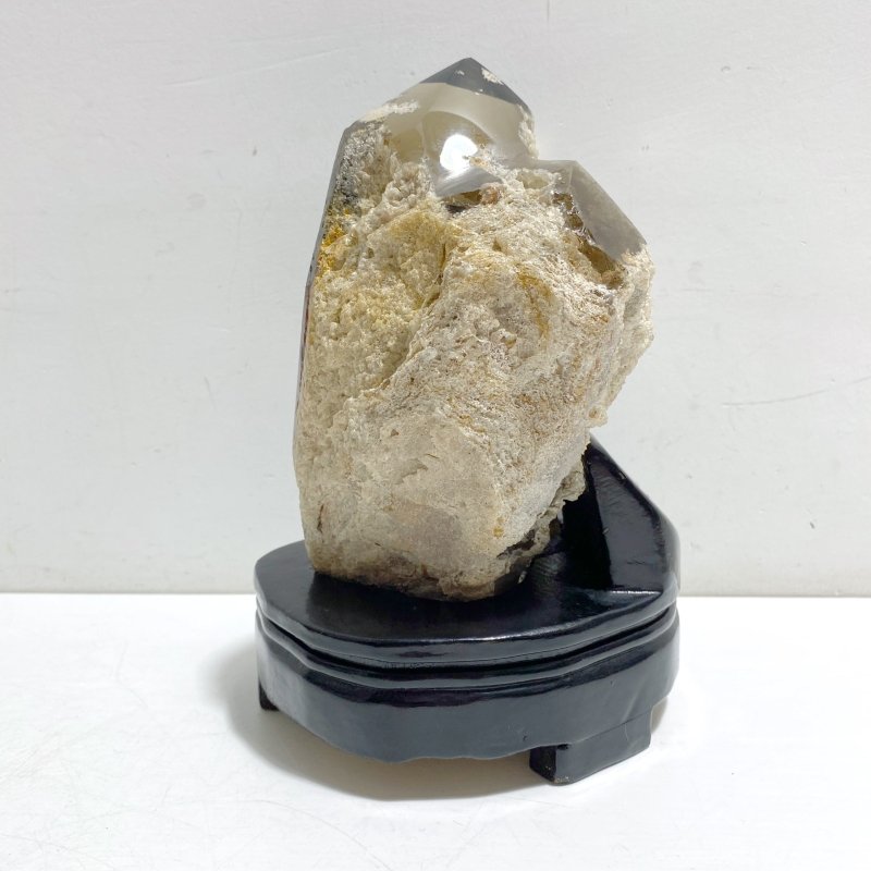 Large Garden Quartz Smoky Quartz Point With Stand With Rainbow - Wholesale Crystals