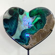 Large Geode Druzy Volcano Agate Heart With Stand (UV - Reactive) - Wholesale Crystals
