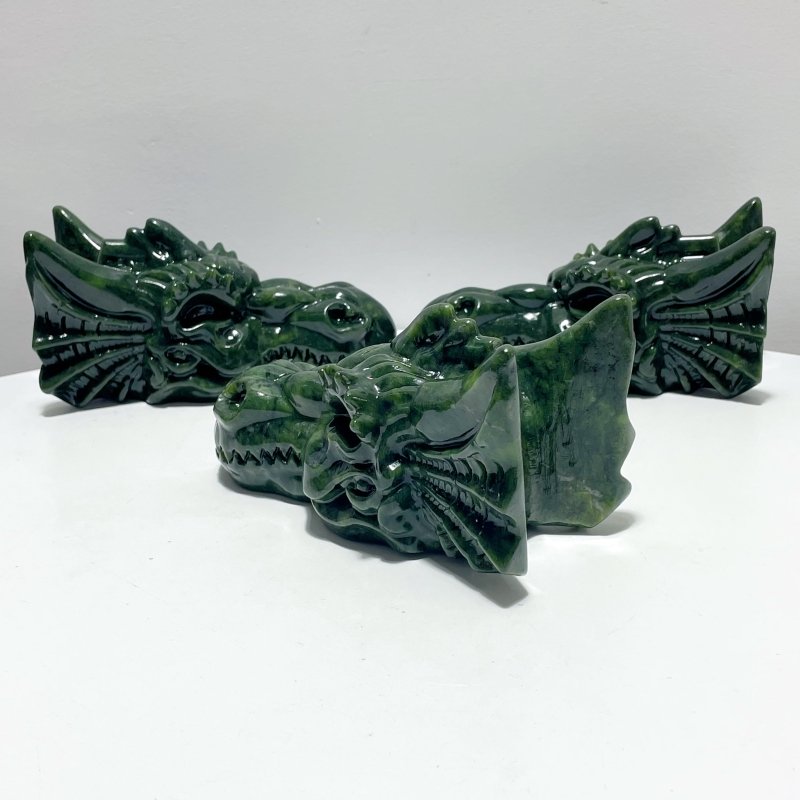 Large Green Jade Dragon Head Carving Wholesale - Wholesale Crystals