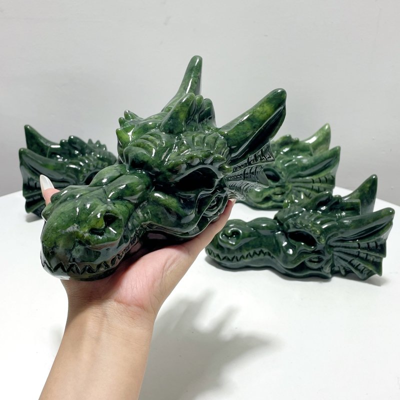 Large Green Jade Dragon Head Carving Wholesale - Wholesale Crystals