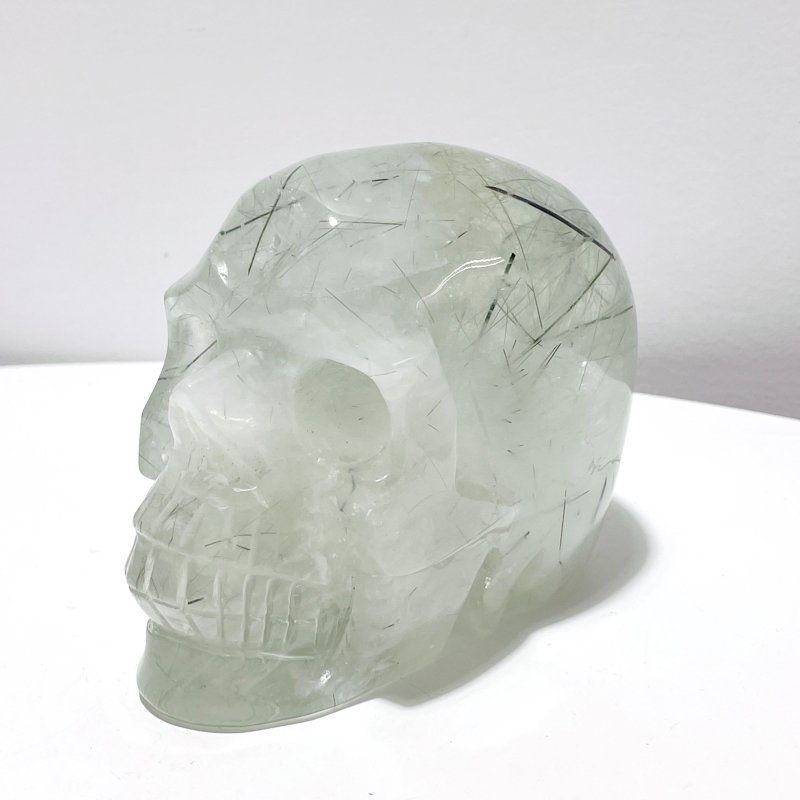 Large Green Tourmaline Quartz Skull Carving - Wholesale Crystals