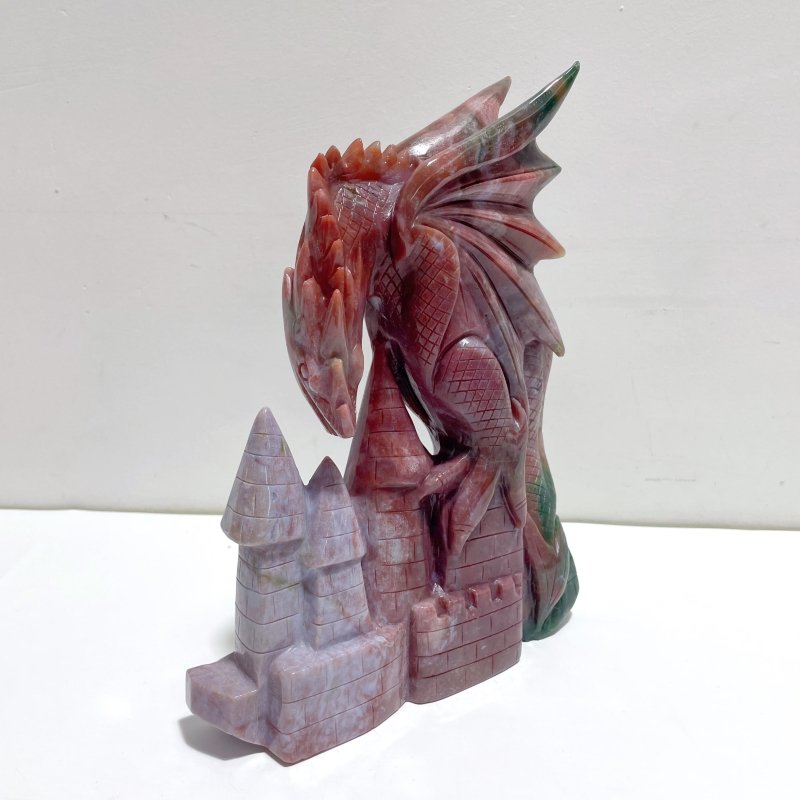 Large Ocean Jasper Flying Dragon Castle Carving - Wholesale Crystals
