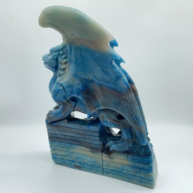 Large Trolleite Flying Dragon With Castle Carving - Wholesale Crystals