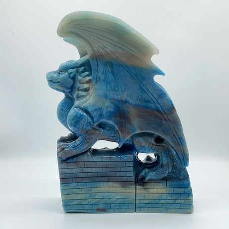 Large Trolleite Flying Dragon With Castle Carving - Wholesale Crystals