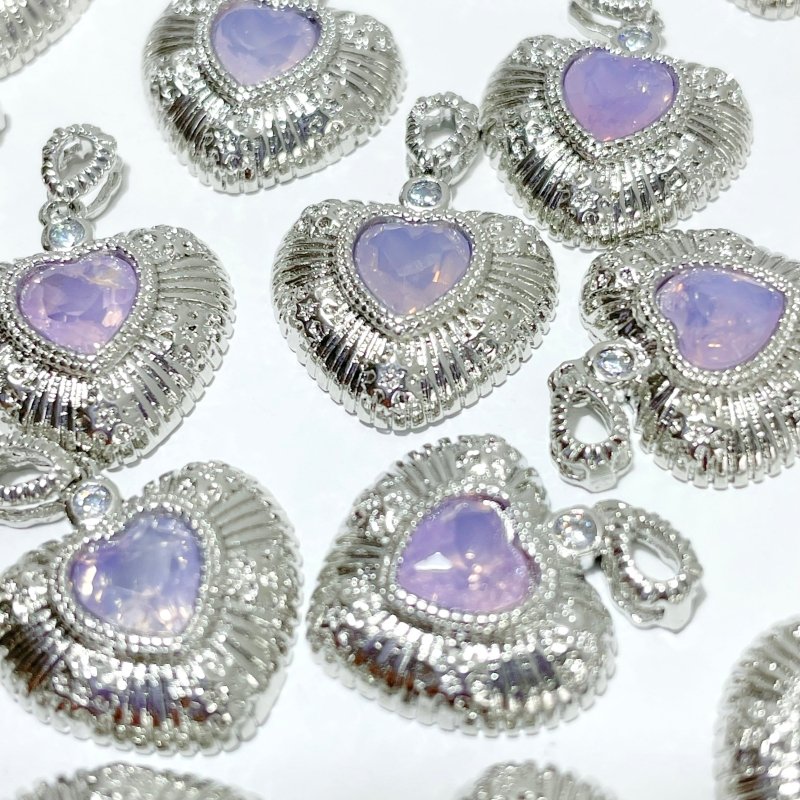 Lavender Quartz Scorolite Heart Cut Faceted Pendant Wholesale - Wholesale Crystals