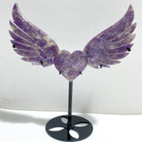 Lepidolite Mixed Quartz Heart Wing Carving With Stand -Wholesale Crystals