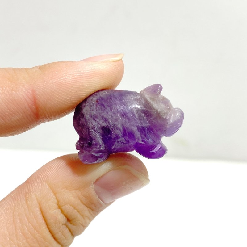 Mini Chevron Amethyst Pig Carving Wholesale - Wholesale Crystals