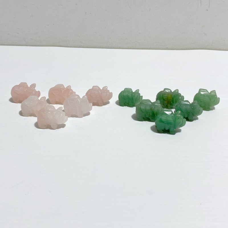 Mini Flying Pig Carving Animal Clear Quartz&Moss Agate Wholesale -Wholesale Crystals