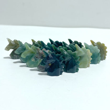 Mini Moss Agate Unicorn Carving Wholesale - Wholesale Crystals