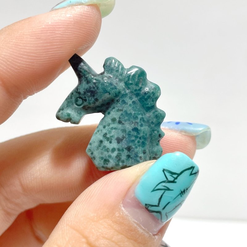 Mini Moss Agate Unicorn Carving Wholesale - Wholesale Crystals