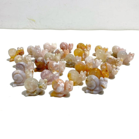 Mini Sakura Flower Agate Snail Carving Wholesale - Wholesale Crystals