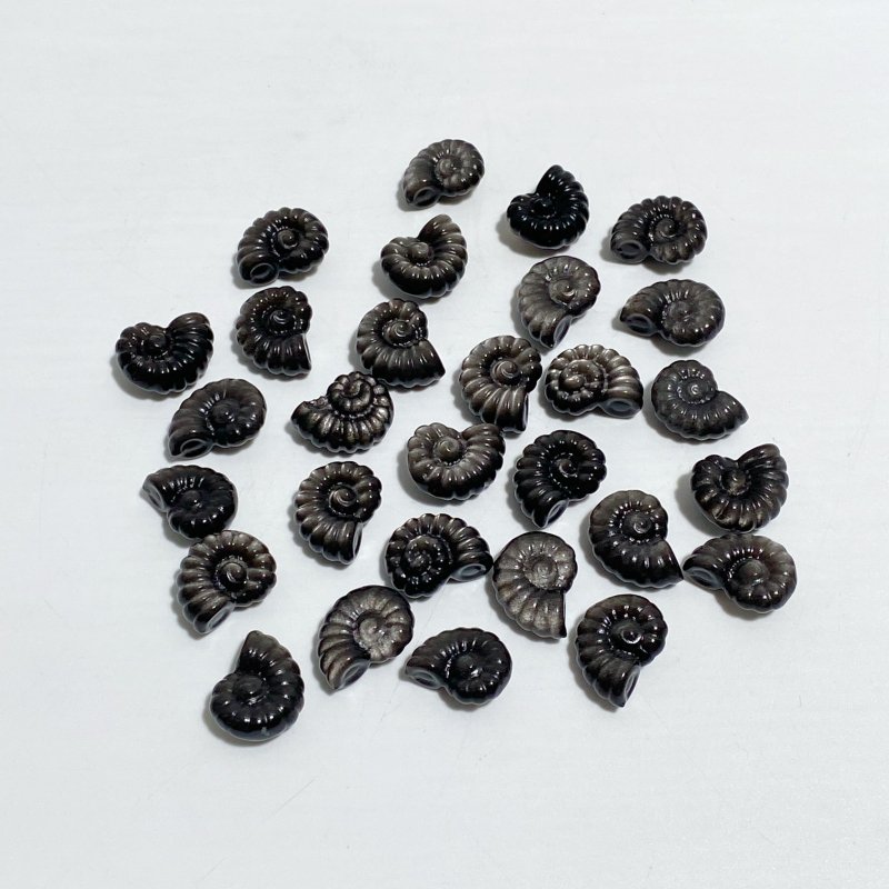Mini Silver Sheen Obsidian Conch Carving Wholesale -Wholesale Crystals