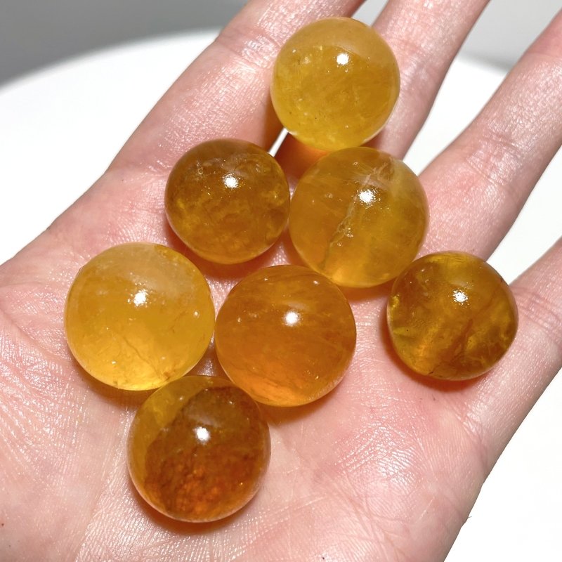 Mini Yellow Fluorite Sphere 2cm Wholesale - Wholesale Crystals