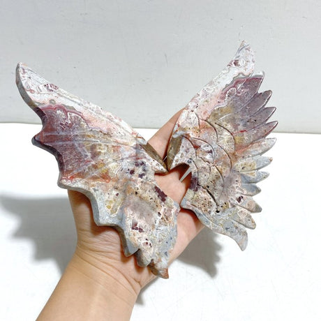 Morocco Agate Demon And Angel Wing Carving With Stand - Wholesale Crystals