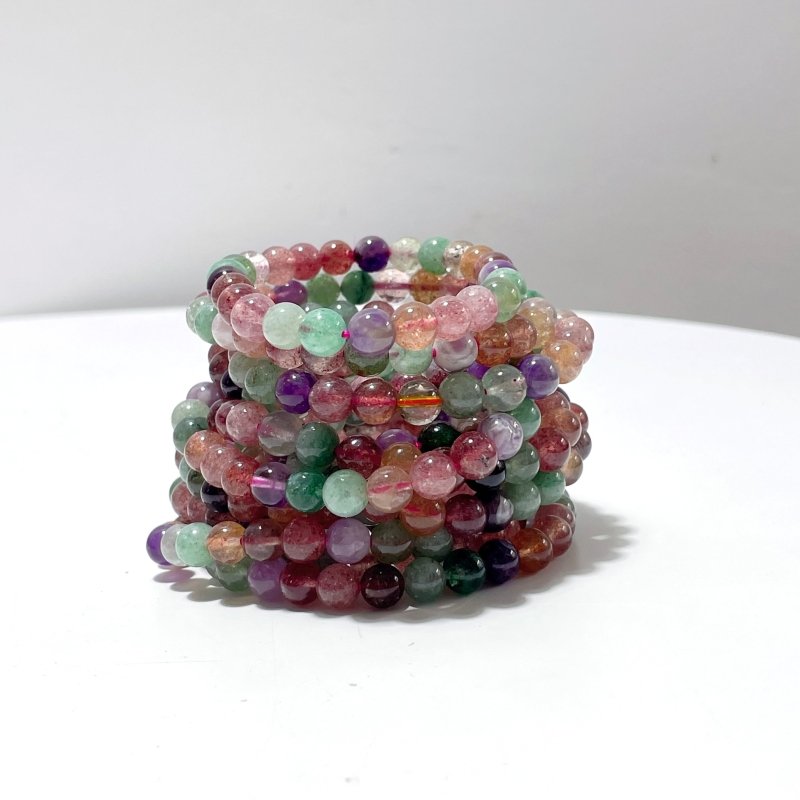 Multi - gem Beads Bracelet Wholesale Strawberry Quartz Green Strawberry Quartz Mixed Amethyst - Wholesale Crystals