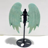 Natural Amazonite Angel Carving Wing With Stand - Wholesale Crystals