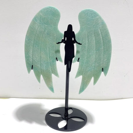 Natural Amazonite Angel Carving Wing With Stand - Wholesale Crystals