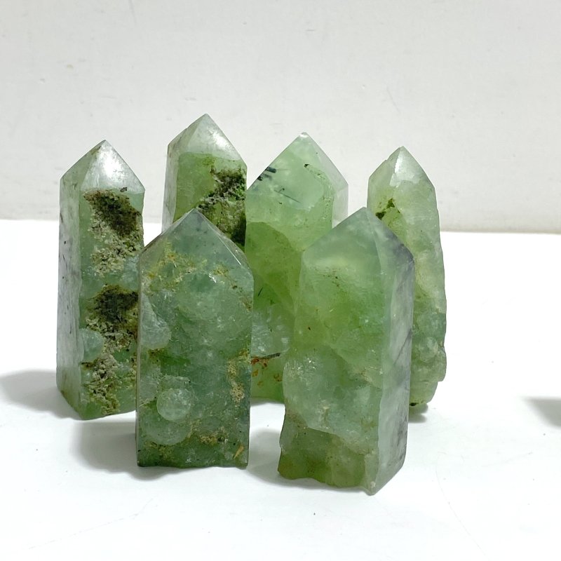 Natural Prehnite Tower One Side Raw Points Wholesale - Wholesale Crystals