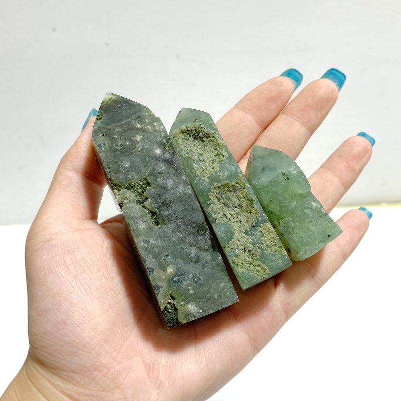 Natural Prehnite Tower One Side Raw Points Wholesale - Wholesale Crystals