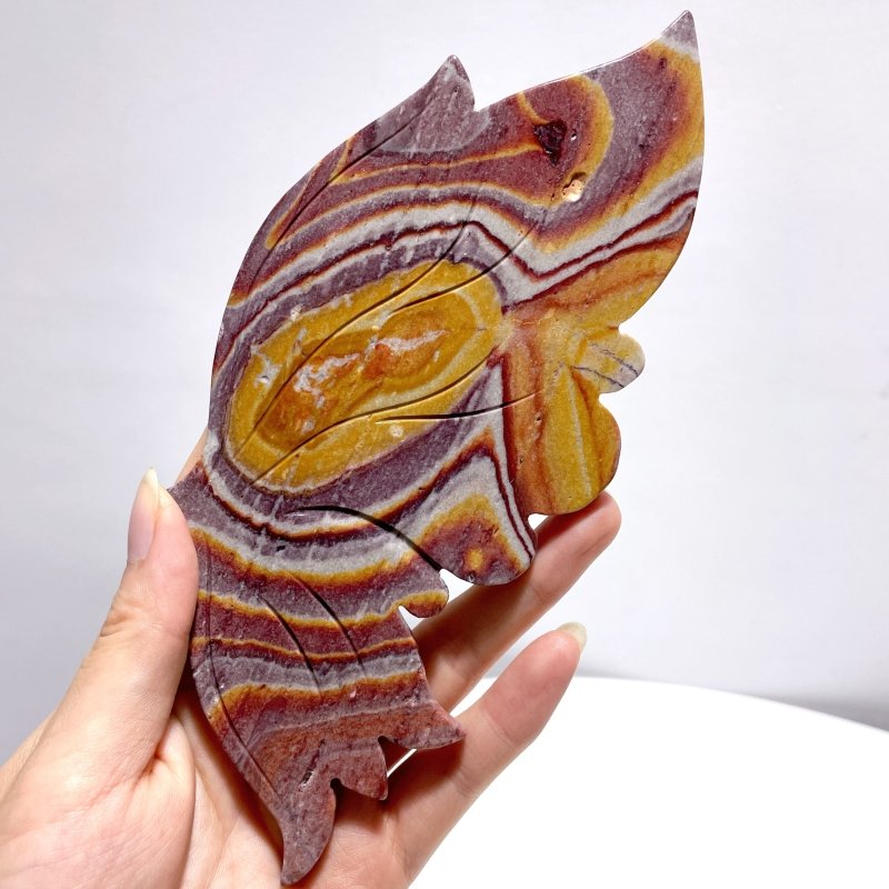 Ocean Jasper Butterfly Wing Carving With Stand - Wholesale Crystals