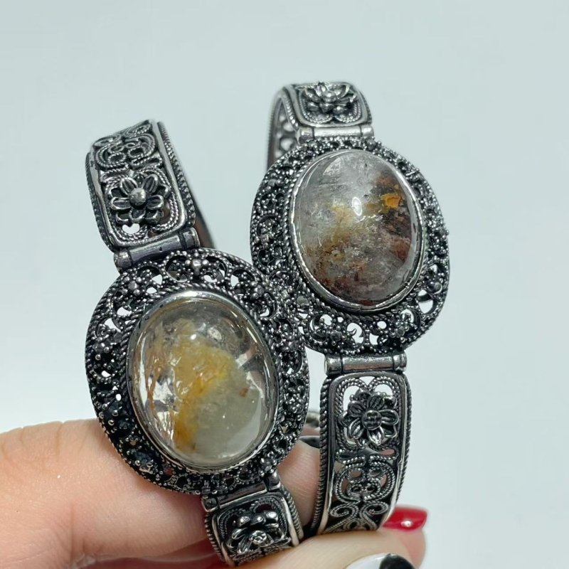 Open Bangle 13 Pieces Retro Garden Quartz Adjustable Alloy Cuff bracelet - Wholesale Crystals